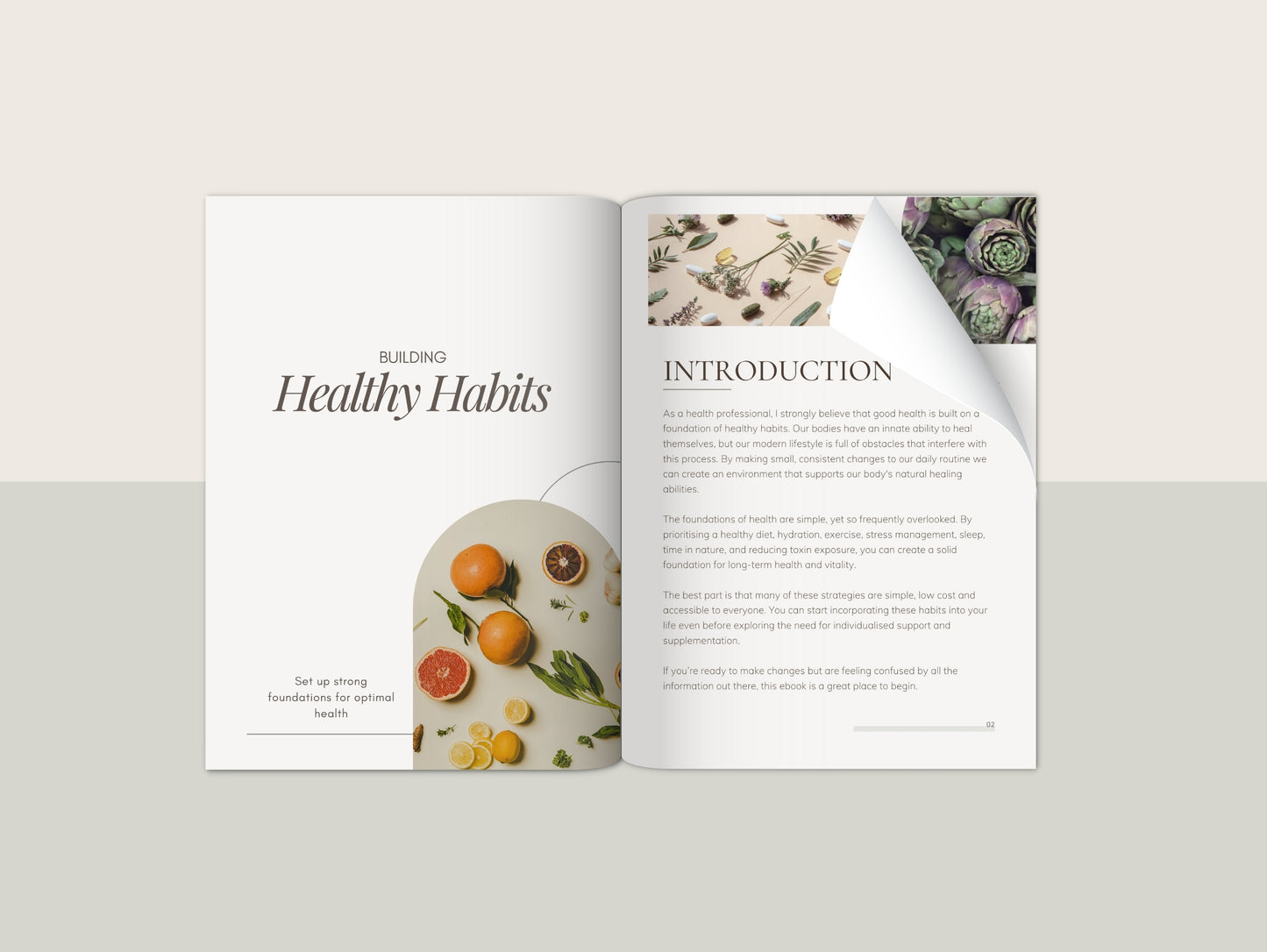 Healthy habits eBook Canva template for naturopaths and nutritionists