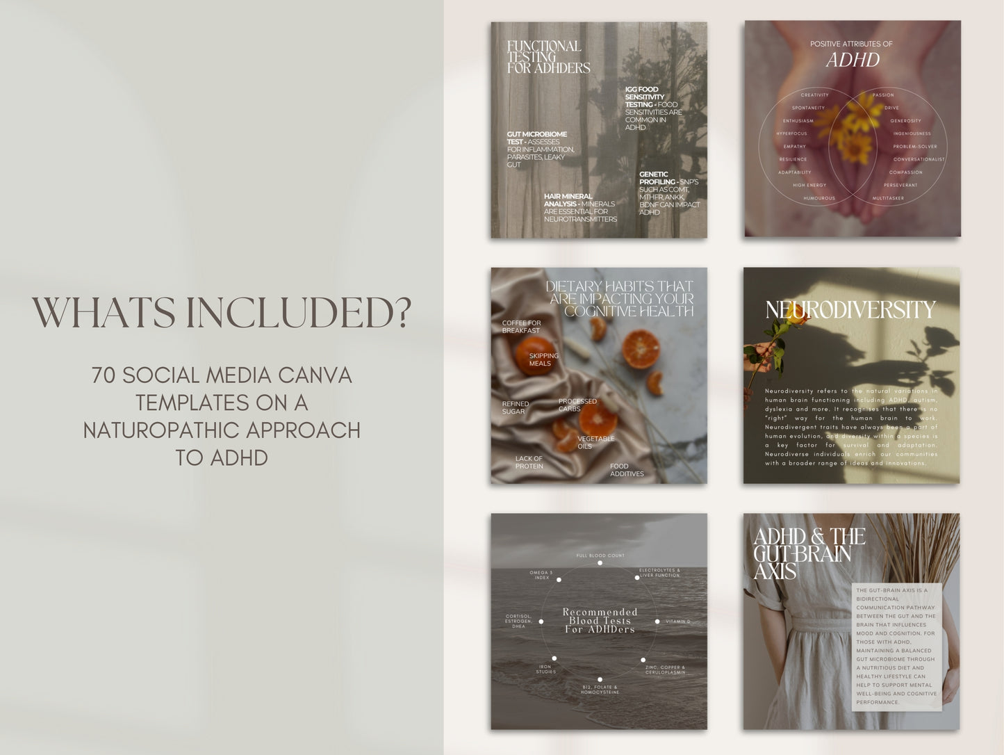 Editable Canva templates for ADHD and neurodivergent social media content