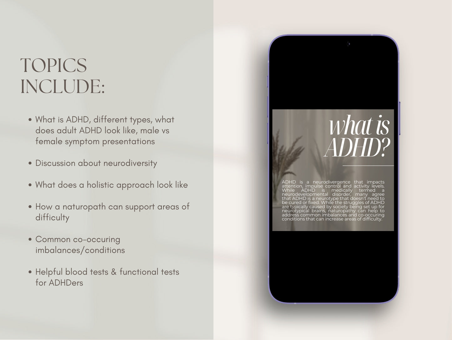 Done-for-you ADHD Canva post bundle for holistic health practitioners