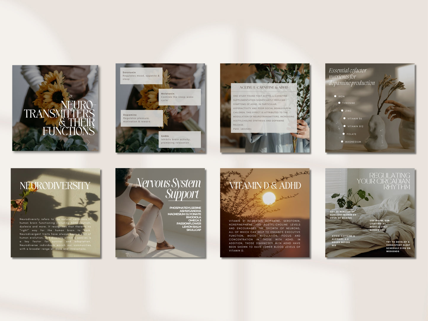 Canva content for ADHD and neurodivergent support posts
