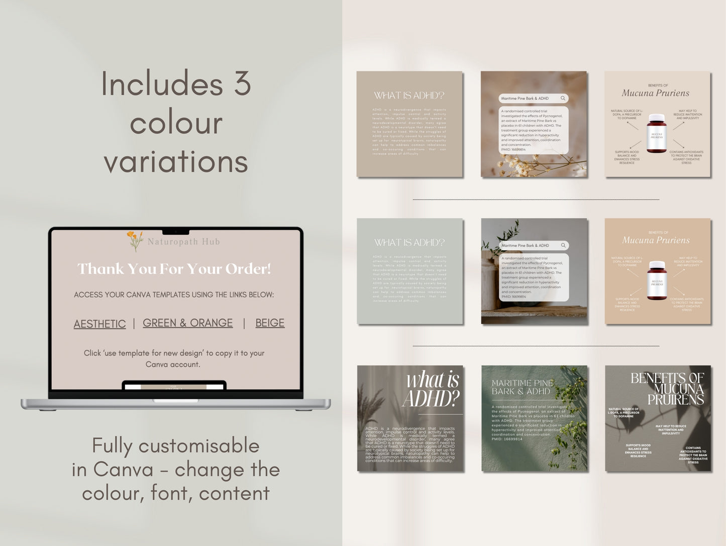 Social media Canva templates for ADHD and neurodivergent educatio