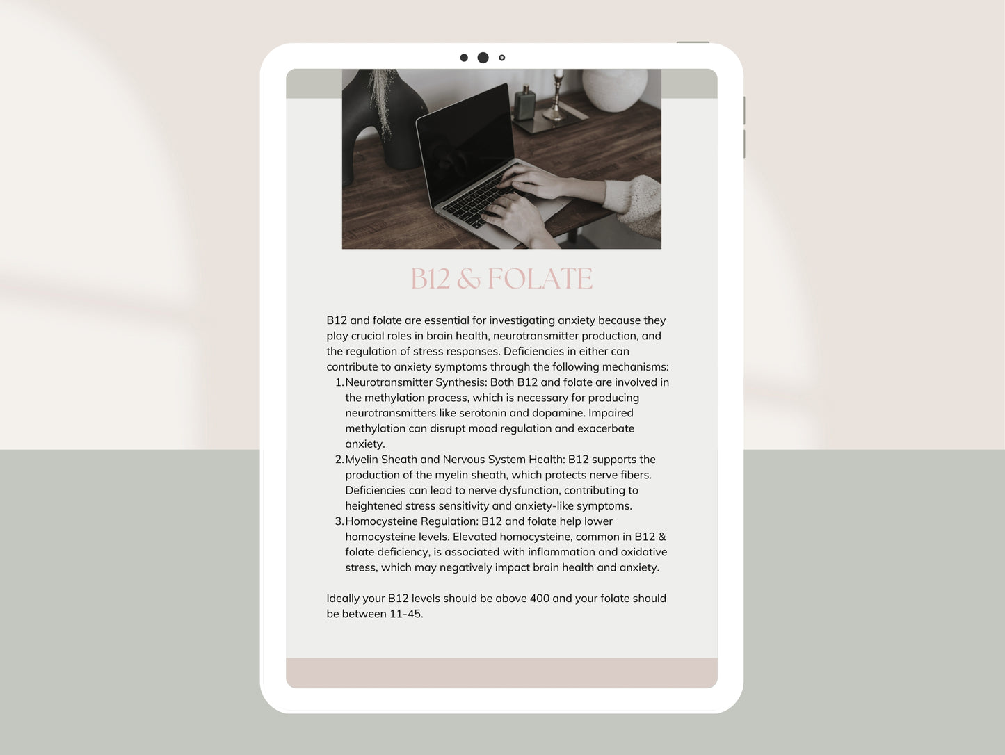 Comprehensive anxiety blood test recommendations lead magnet PDF