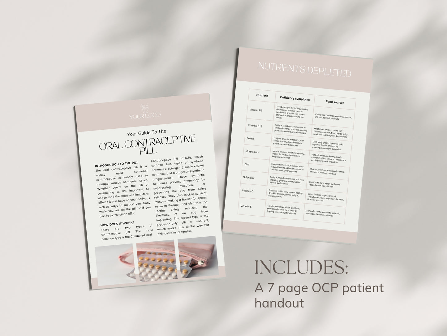 Done-for-you oral contraceptive nutrition guide for holistic health professionals and nutritionists