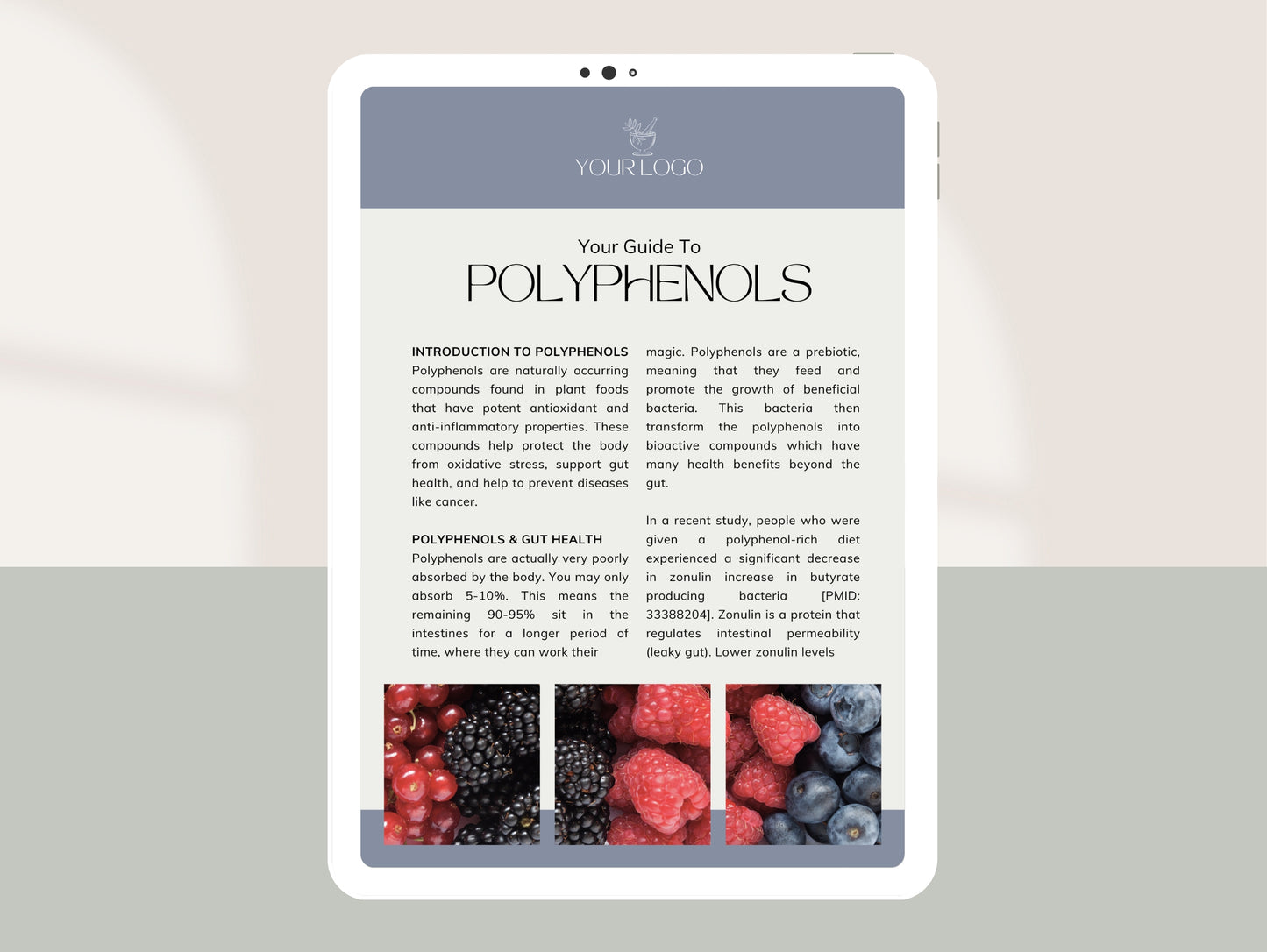 Comprehensive polyphenol intake handout for naturopaths and dietitians