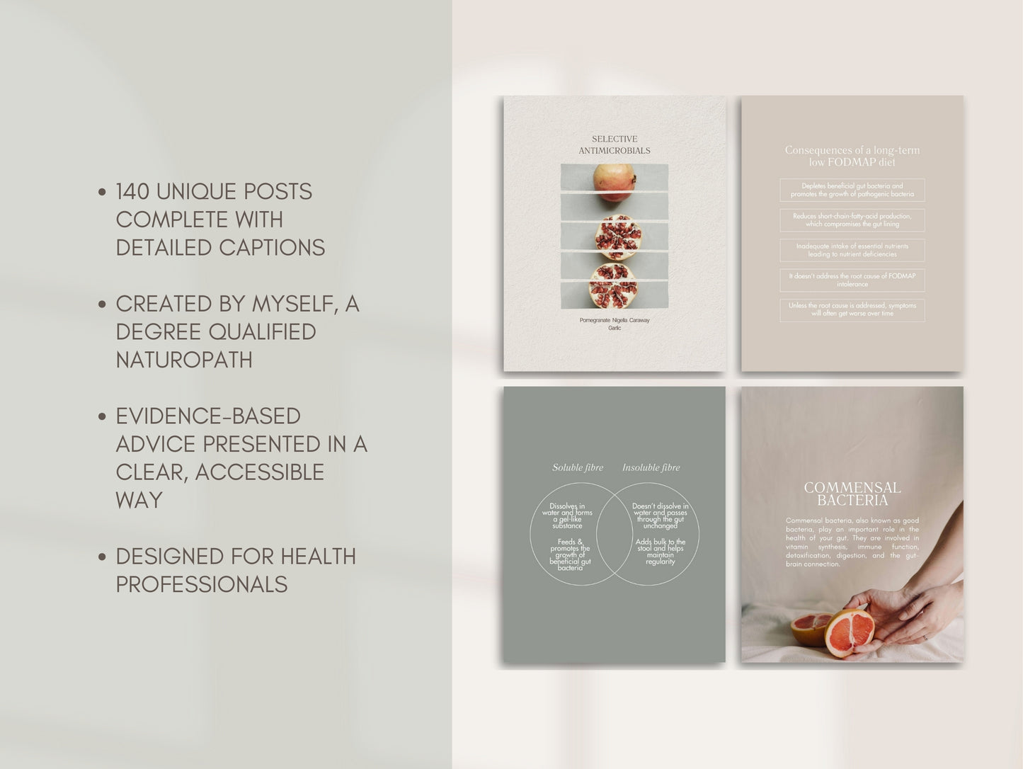Editable SIBO, IBS, microbiome social media posts for integrative health practitioners