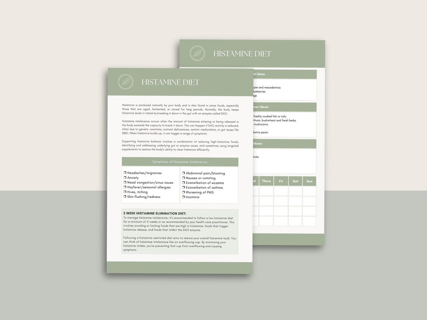 Low Histamine Diet Plan