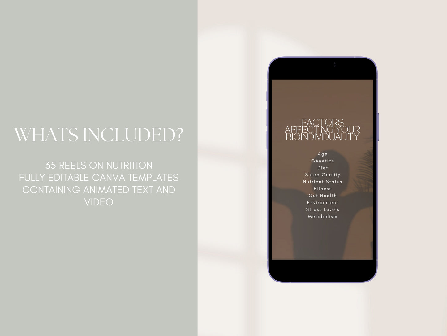 Editable nutrition content reels for naturopaths and health professionals