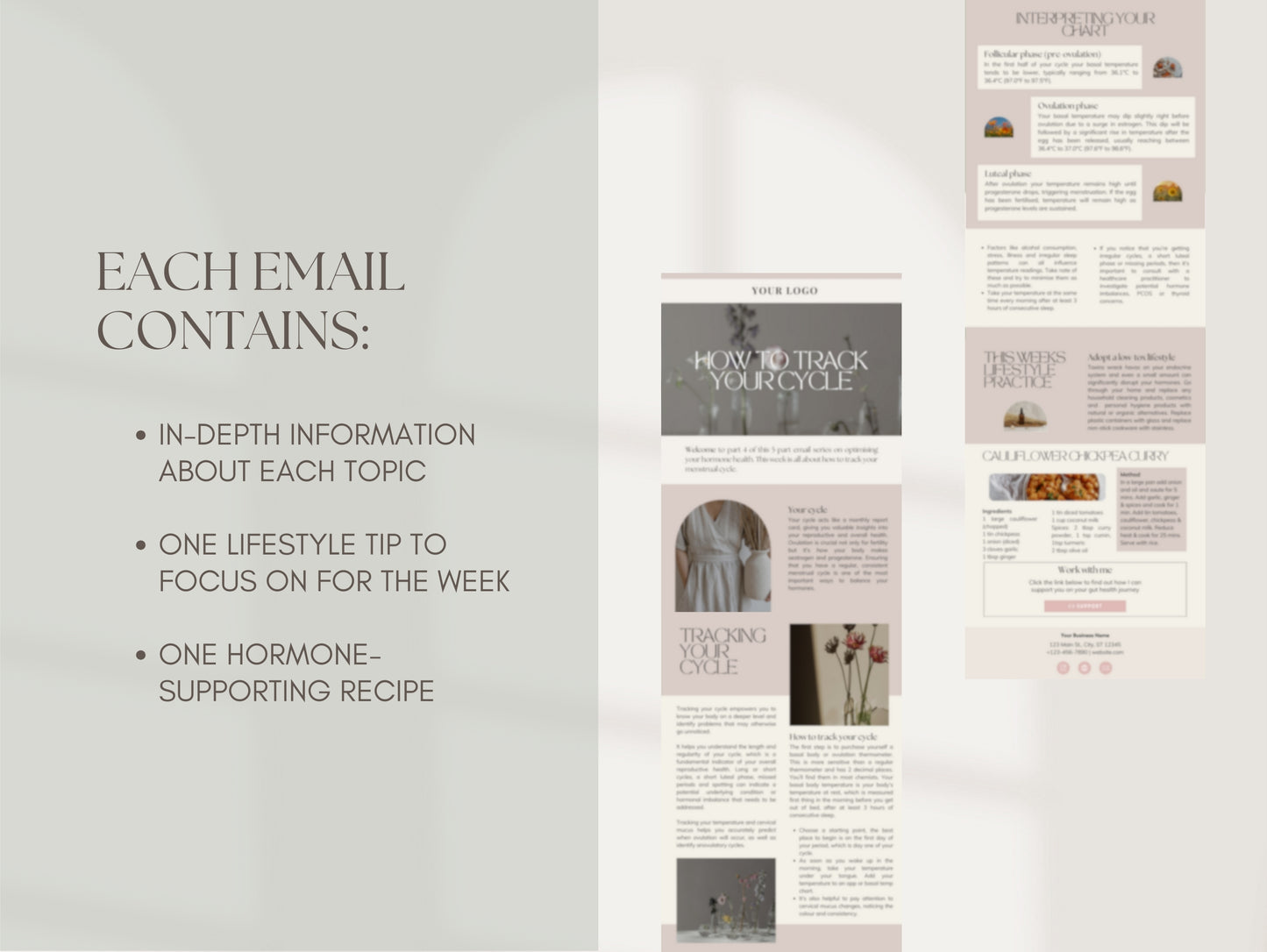 Hormonal balance email series for client education and email marketing
