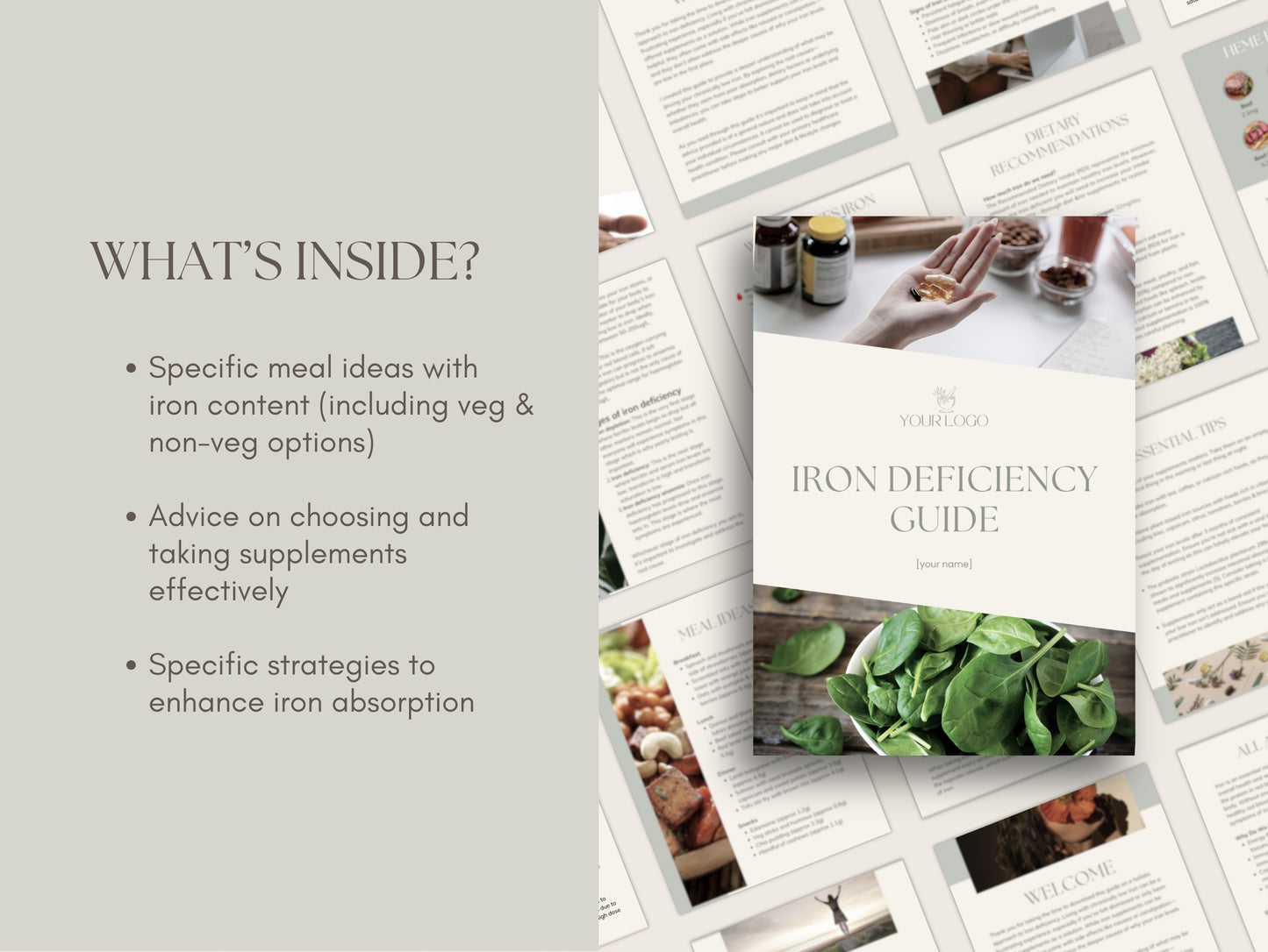 Canva iron deficiency patient handout template for wellness professionals and herbalists