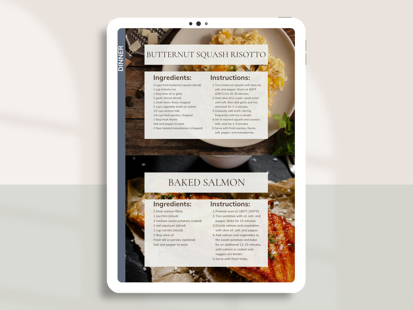 Low histamine weekly meal plan with recipes for client education
