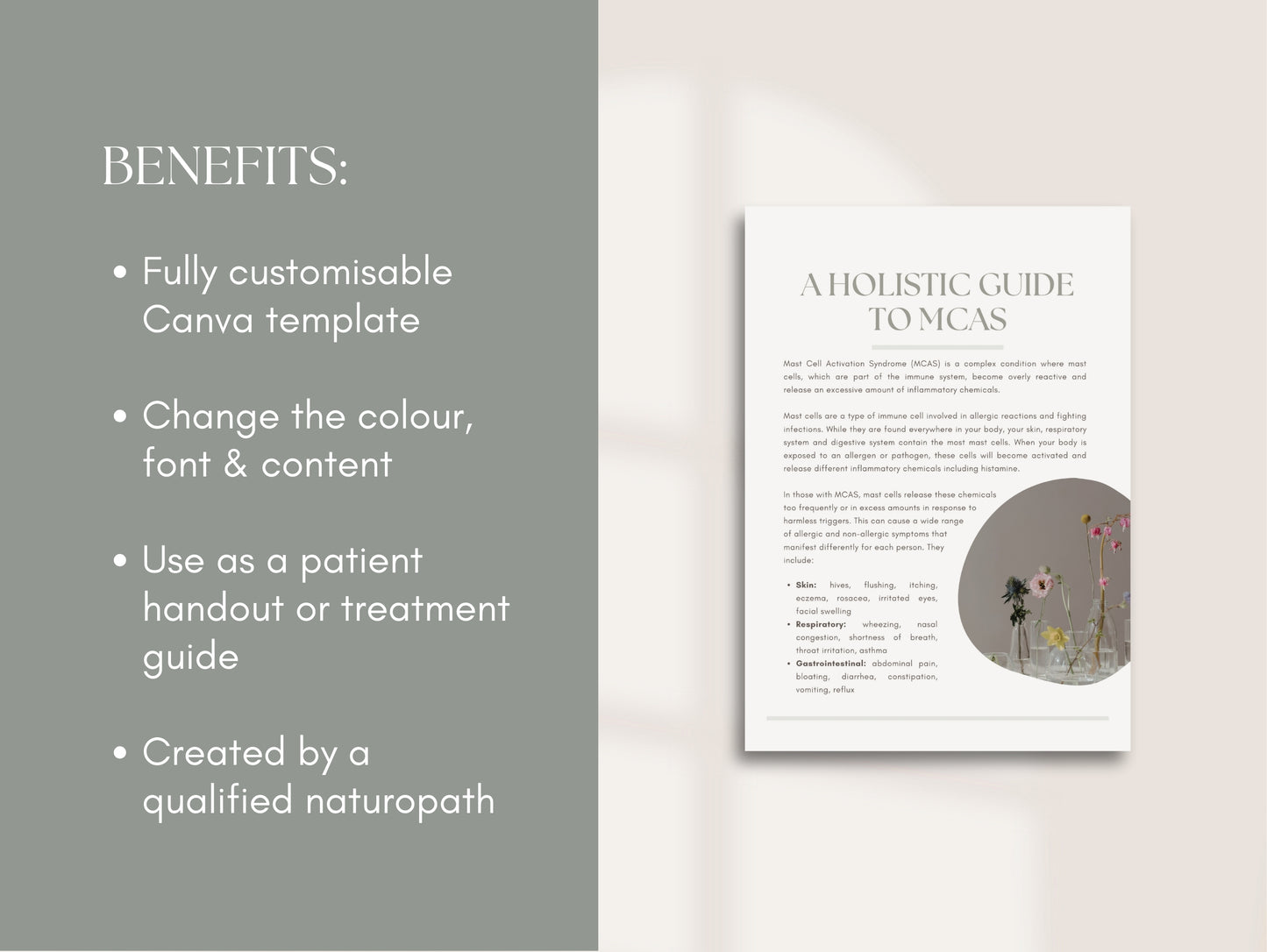 Editable MCAS patient handout for integrative health practitioners