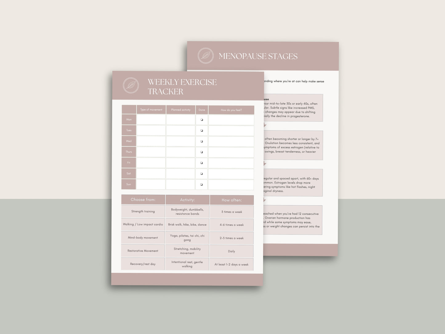 Menopause Worksheets