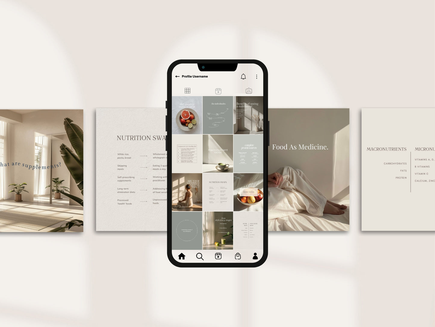 Pre-made nutrition content templates for social media marketing on Instagram