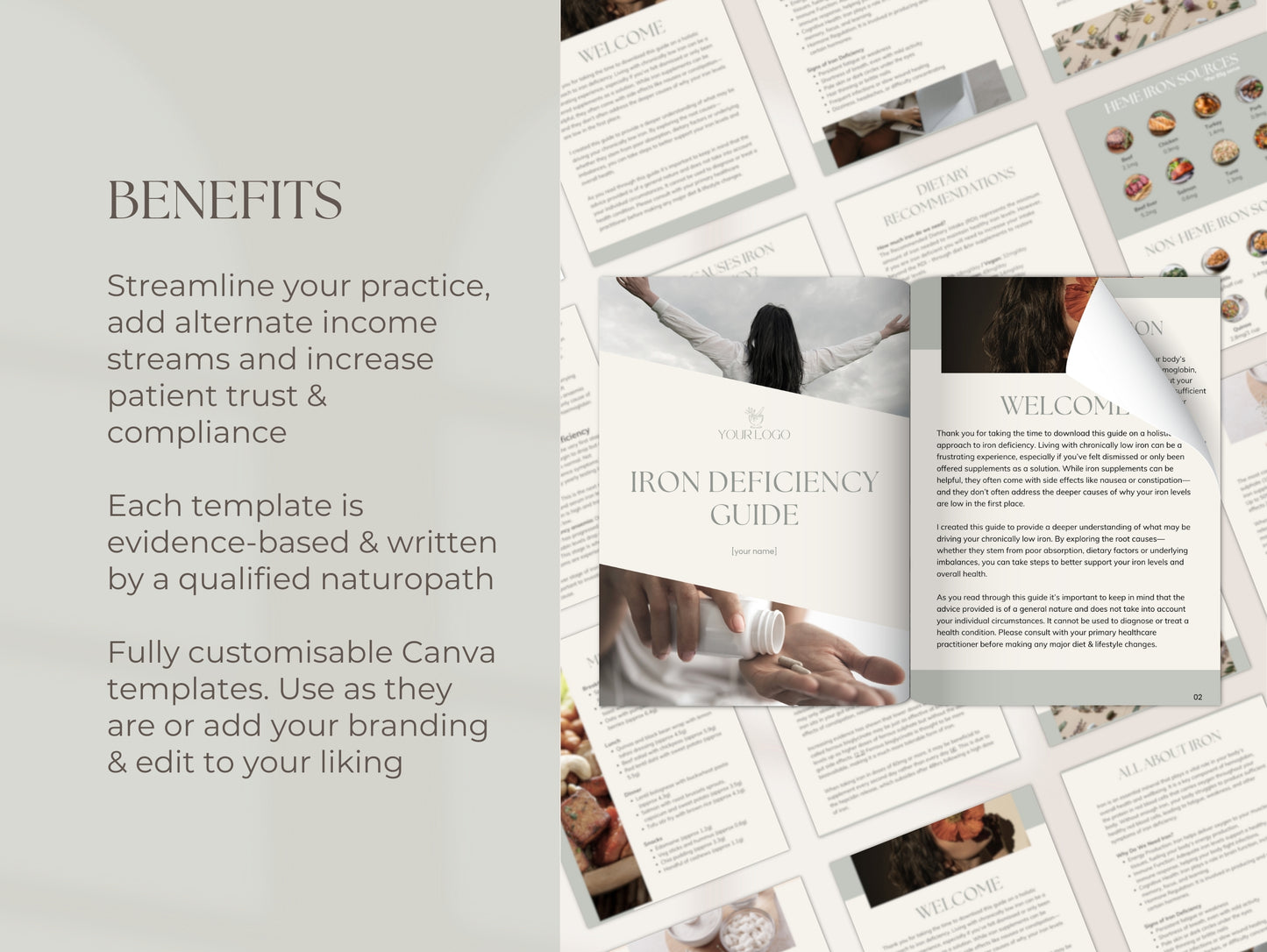 Naturopath iron deficiency Canva template
