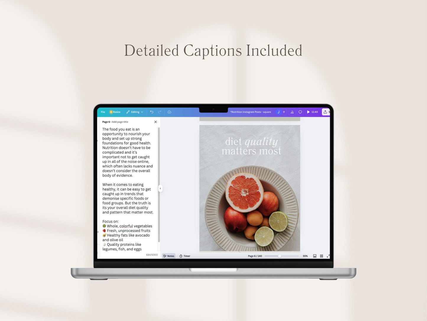 Comprehensive Instagram templates for nutrition tips and meal planning