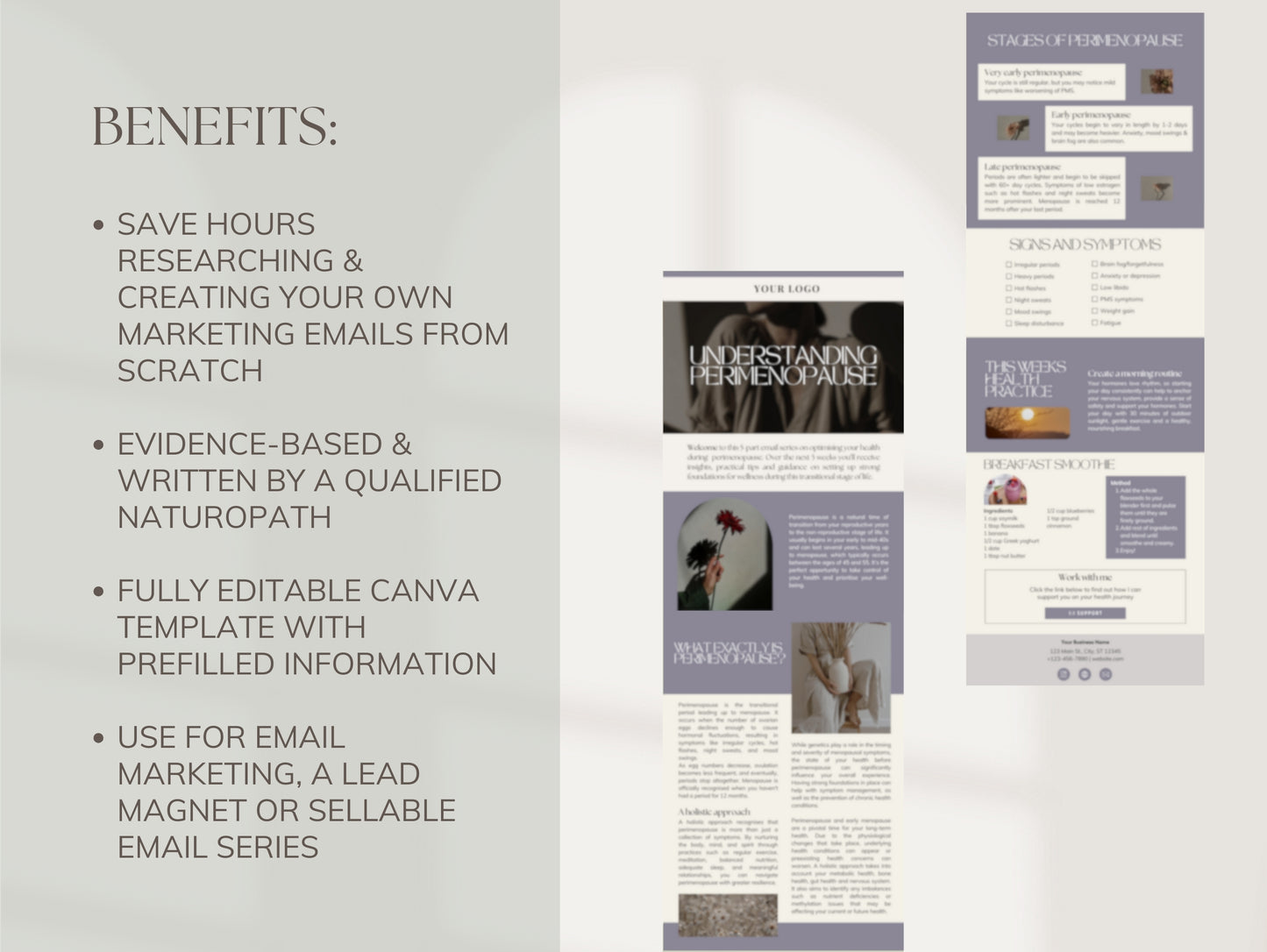 DFY perimenopause email sequence for functional medicine