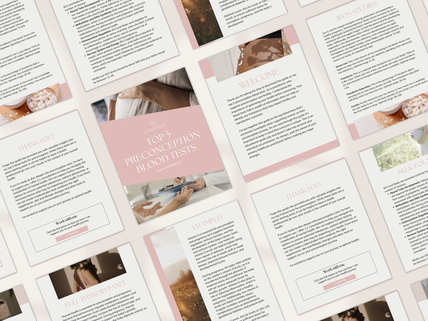 Canva template for preconception blood tests guide for practitioners