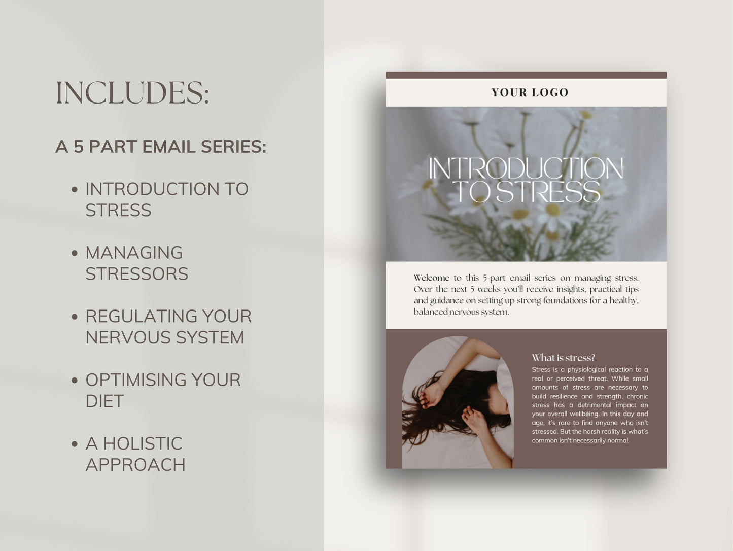 White-label stress email series for client education and email funnels