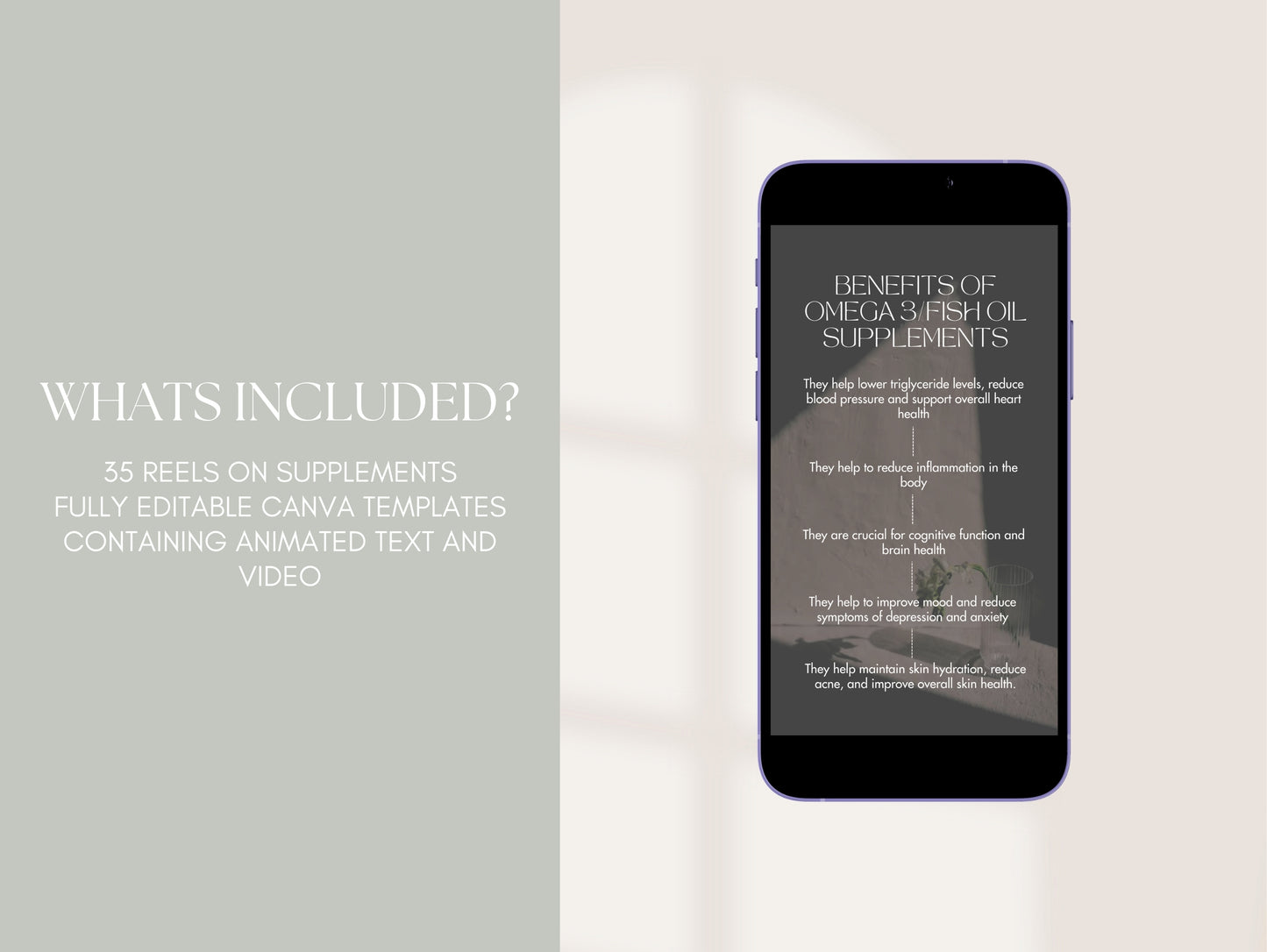 Editable supplement reels for Instagram health content