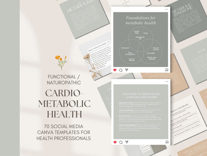 Cardio metabolic Canva Instagram templates for naturopaths, ND's, Nutritionists