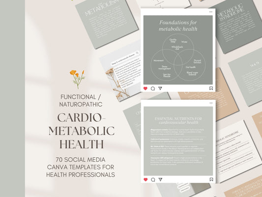 Cardio metabolic Canva Instagram templates for naturopaths, ND's, Nutritionists