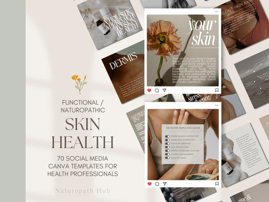 Skin health Canva Instagram templates for naturopaths