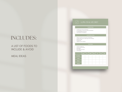 Low Oxalate Diet Plan