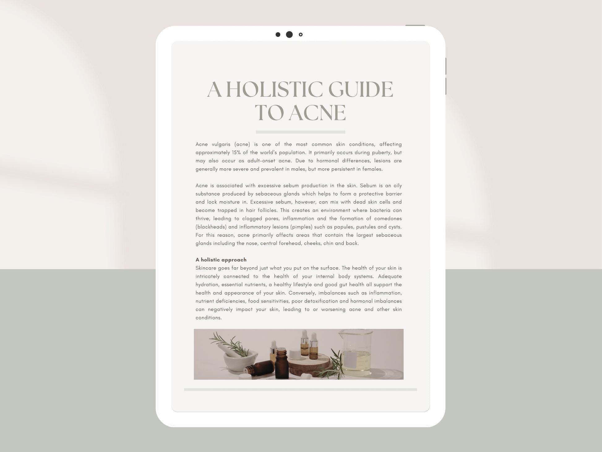 Comprehensive acne recovery booklet for naturopaths and dietitians
