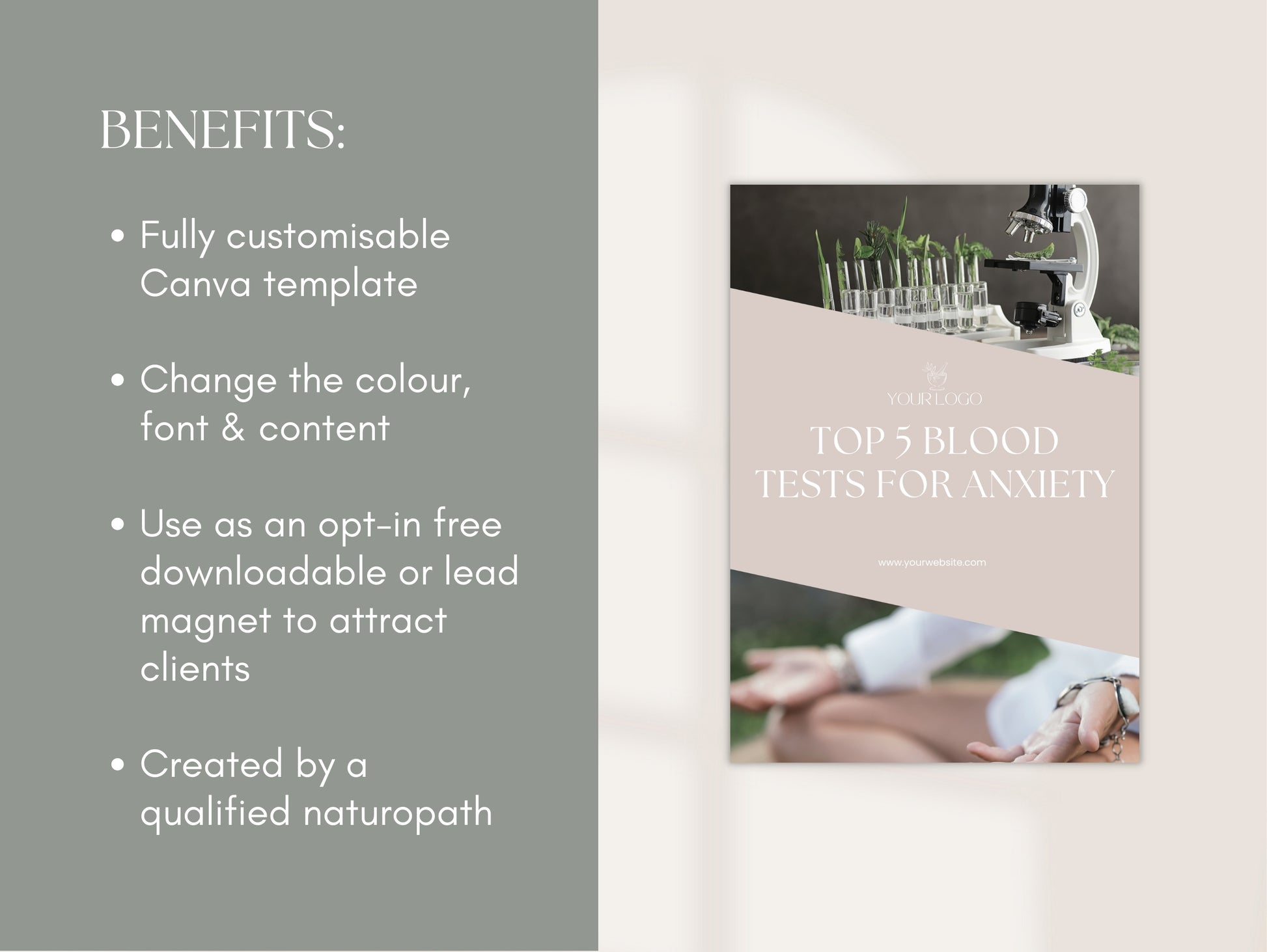 Top blood tests for anxiety symptoms lead magnet Canva template