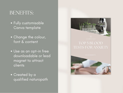 Top blood tests for anxiety symptoms lead magnet Canva template