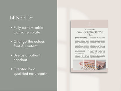 Editable oral contraceptive nutrition patient handout for integrative health practitioners