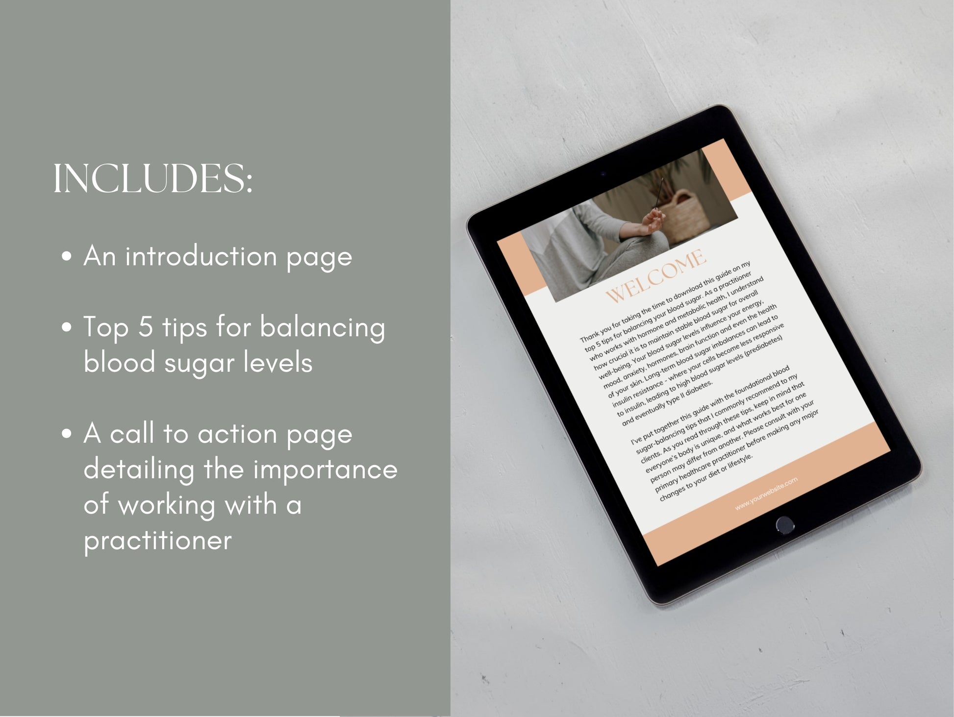 Canva blood sugar balancing tips for clients lead magnet download