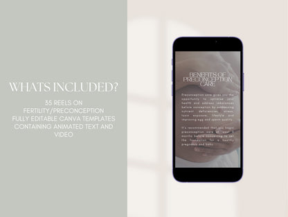 Editable preconception reels for nutritionists and wellness professionals