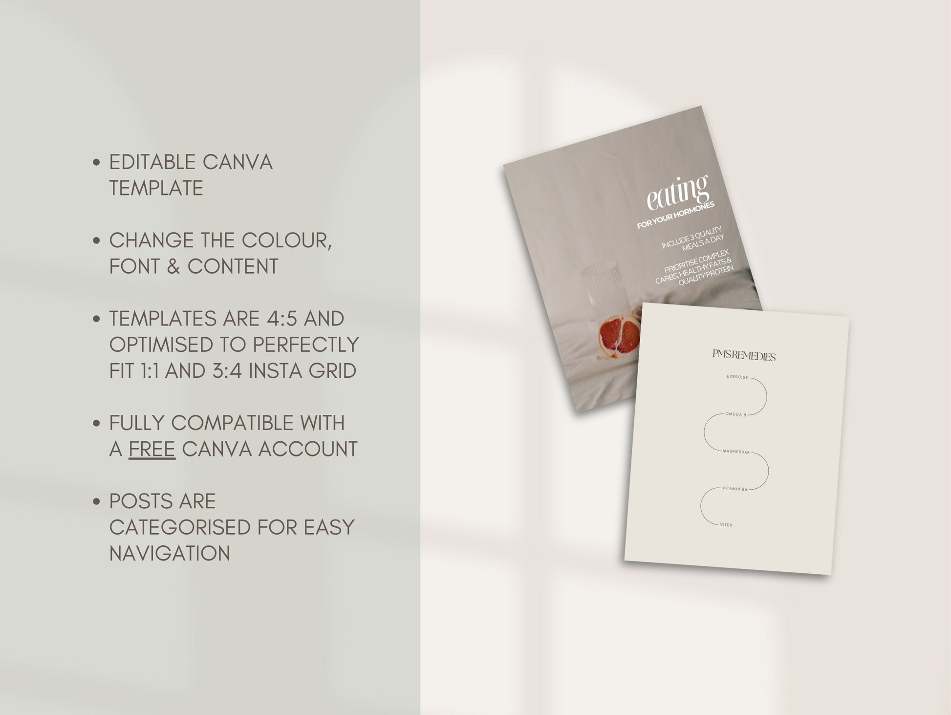 White-label Instagram templates for hormone health and wellness marketing
