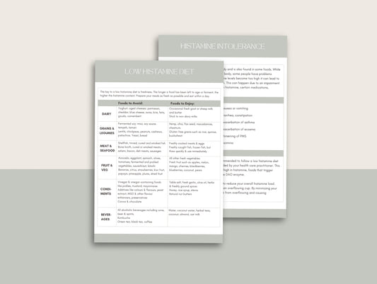 Low histamine diet plan Canva template for naturopaths and nutritionists