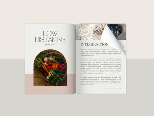 Low histamine meal plan with recipes for naturopaths and nutritionists