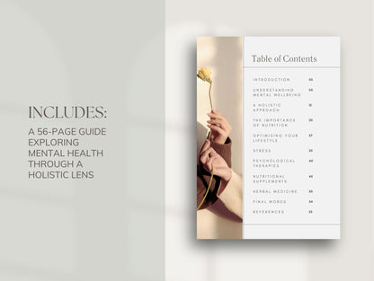 Editable mental wellbeing eBook PLR template for wellness professionals