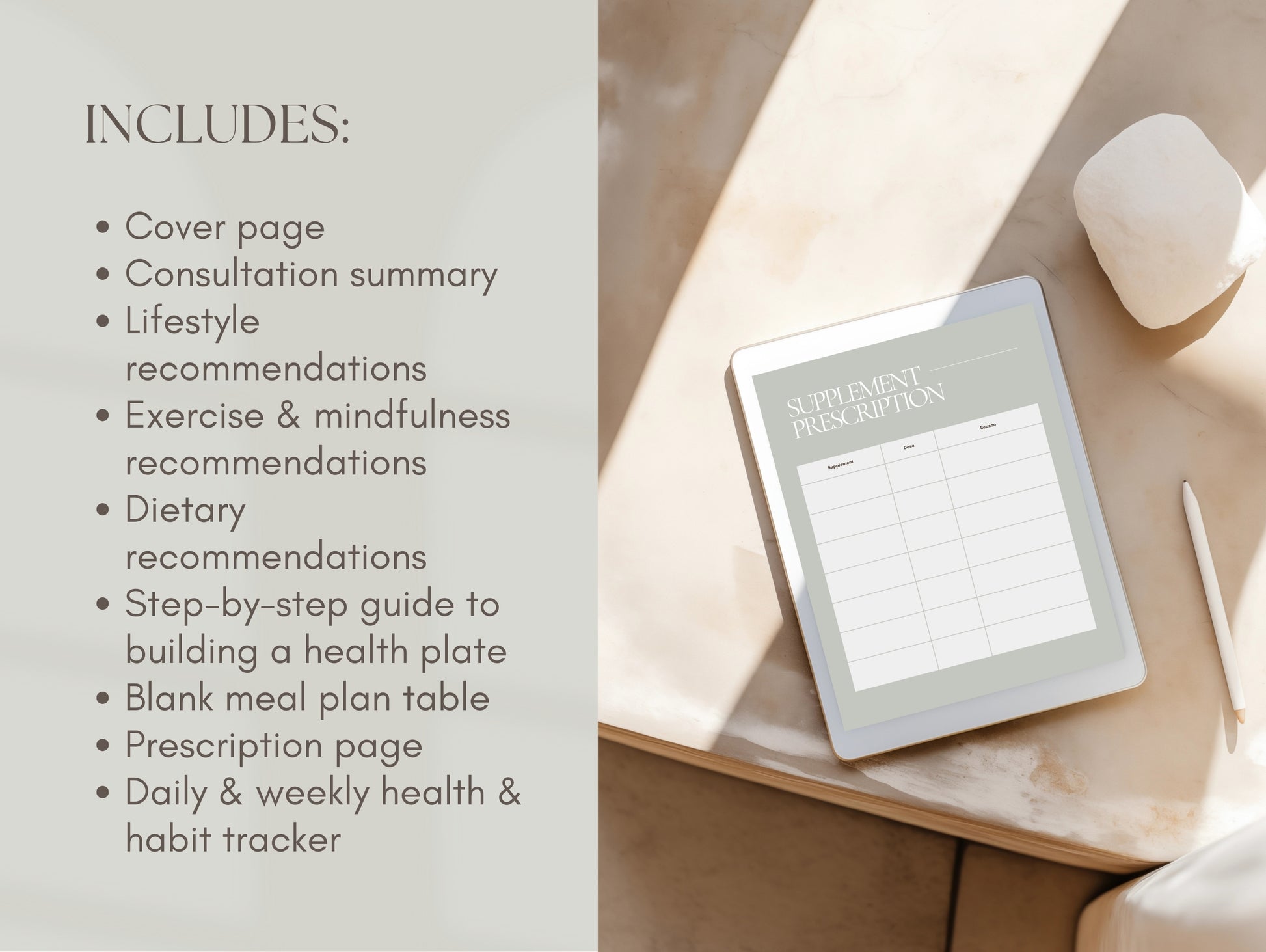 Functional medicine Canva treatment plan sheet