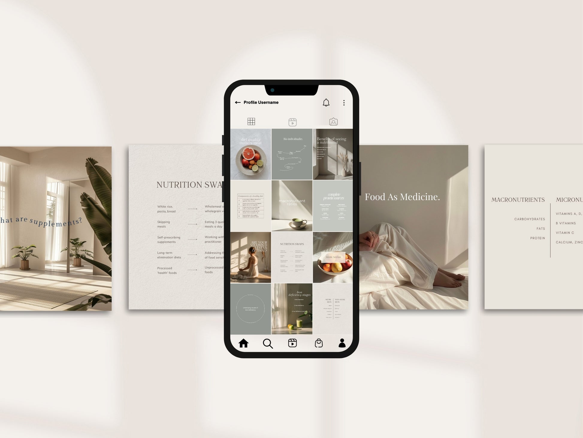 Pre-made nutrition content templates for social media marketing on Instagram
