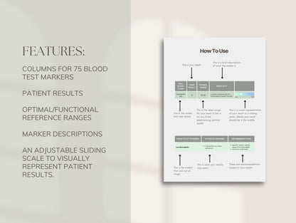 Canva blood results report for client education and health consults