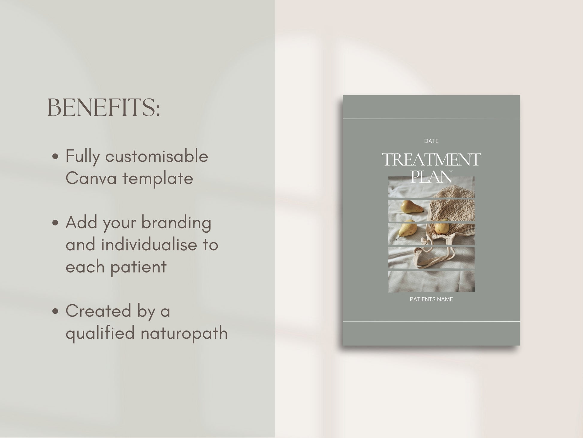 Canva template for naturopath treatment plan