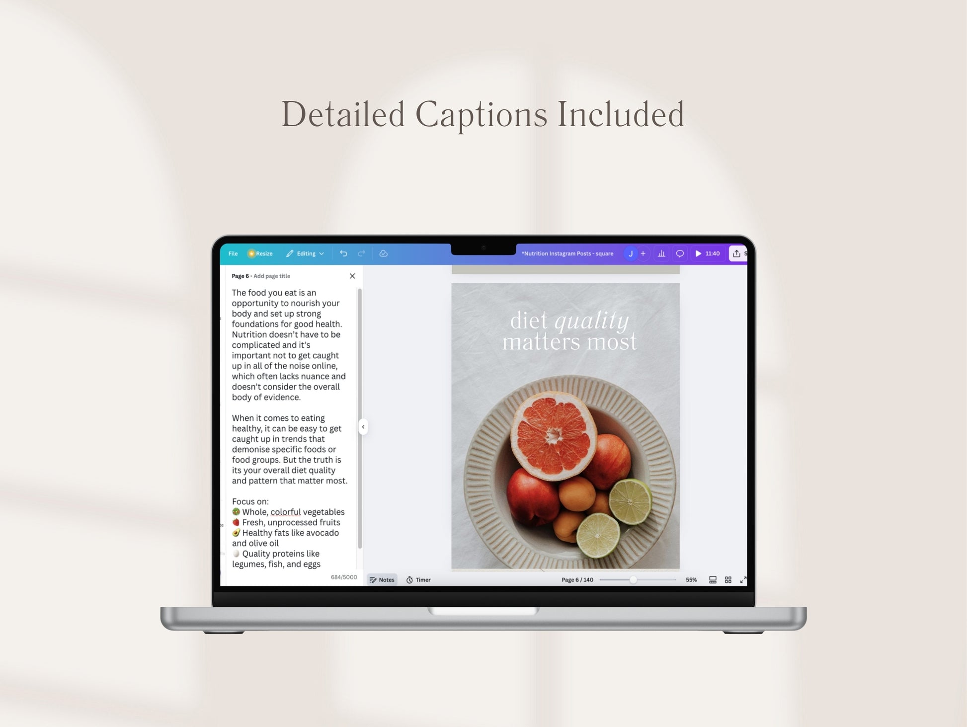 Comprehensive Instagram templates for nutrition tips and meal planning