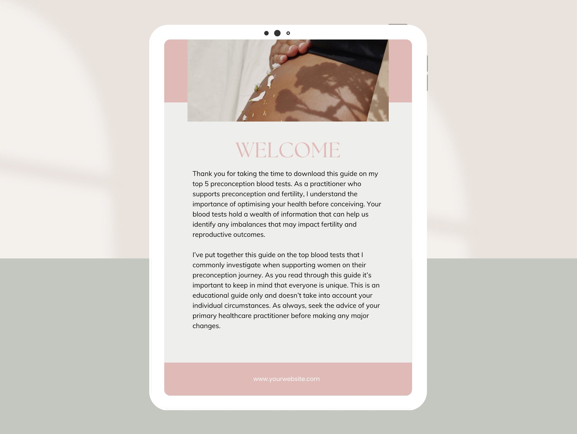 Canva preconception blood work template for naturopaths and nutritionists