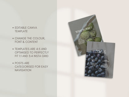 Nutrition Instagram Canva Templates - Aesthetic