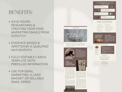 Editable stress email templates for nutritionists and holistic health professionals