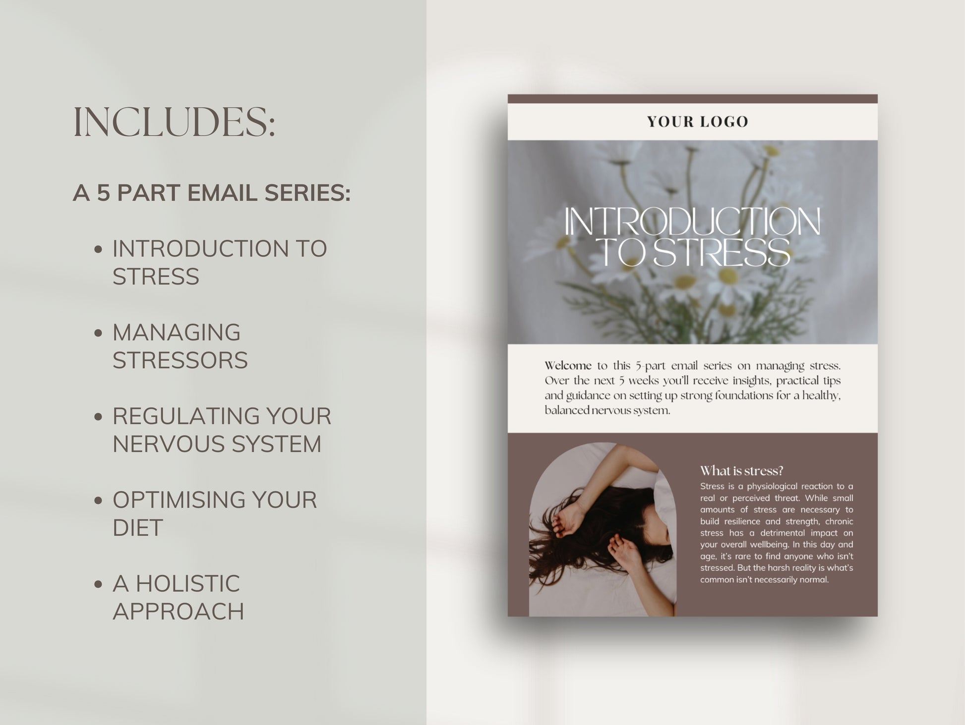 White-label stress email series for client education and email funnels