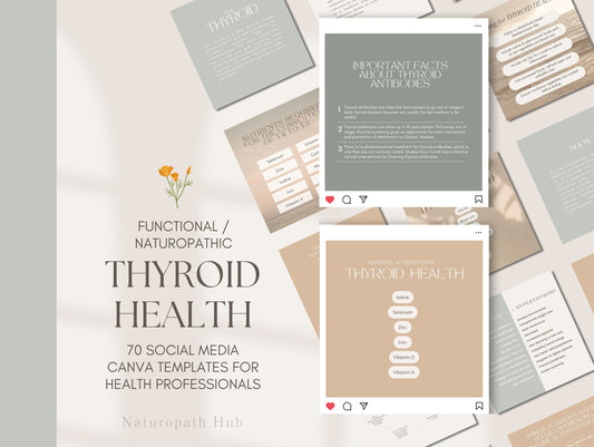 Thyroid health Instagram Canva templates for naturopaths